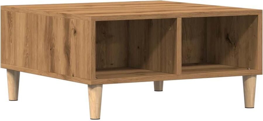 The Living Store Salontafel 60x60x30 cm bewerkt hout artisanaal eiken Salontafel Bijzettafel Houten Salontafel Eiken Salontafel Multifunctionele Tafel