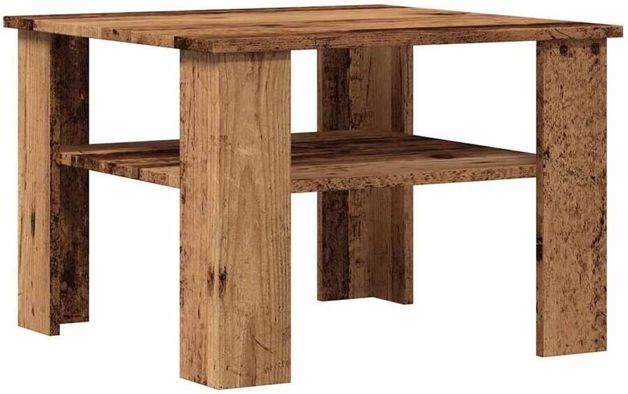 The Living Store Salontafel 60x60x42 cm bewerkt hout oud houtkleurig Salontafel Houten Salontafel Koffietafel Tv Tafellaar Vintage Salontafel