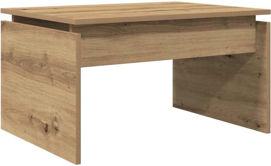 The Living Store Salontafel 68x50x38 cm bewerkt hout artisanaal eikenkleur Salontafel Houten Salontafel Eiken Salontafel Kleine Salontafel Living Room Meubels