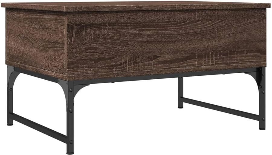 The Living Store Salontafel 70x50x40 cm bewerkt hout en metaal bruin eikenkleur Salontafel Lift Top Tafel Houten Salontafel Metalen Salontafel Bruine Eiken Meubilair