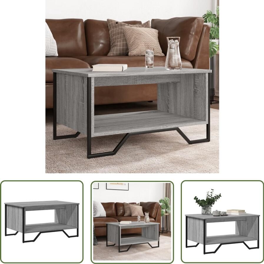 VidaXL Salontafel 75x51x40 cm bewerkt hout grijs sonoma eikenkleurig Salontafel Houten Salontafel Grijze Salontafel Eikenhouten Salontafel Livingroom Furniture