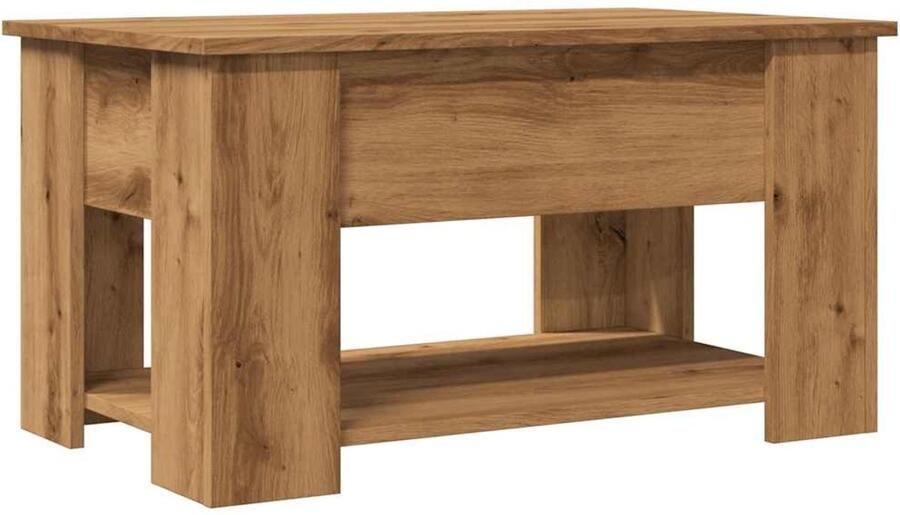 The Living Store Salontafel 79x49x41 cm bewerkt hout artisanaal eikenkleur Salontafel Houten Salontafel Koffietafel Eettafel Multifunctionele Tafel