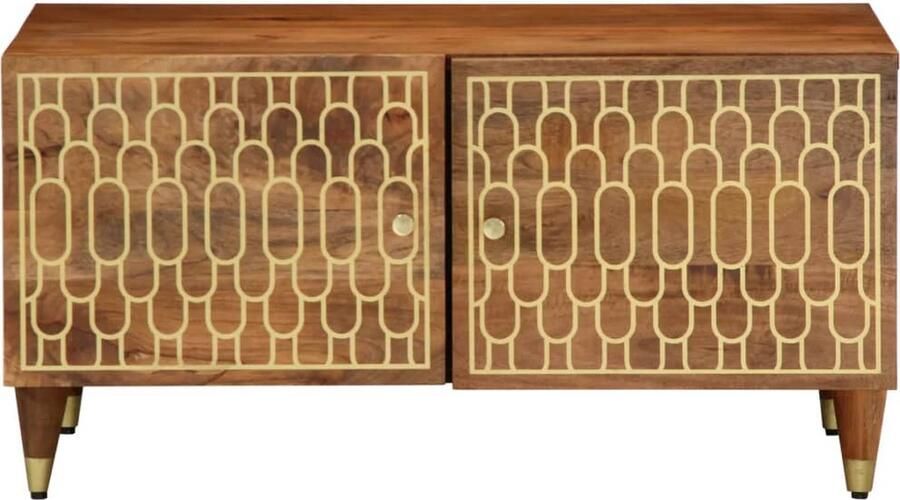 The Living Store Salontafel Mangohout Massief 80 x 50 x 40 cm OpbergruimteMETA- Trendy salontafel van massief mangohout- unieke houtnerven- stevig tafelblad- praktische deur- ijzeren poten