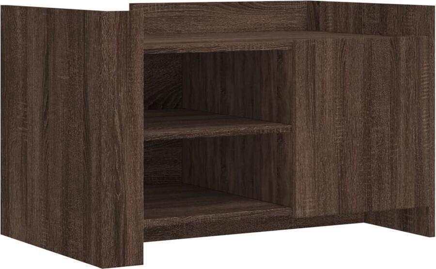 The Living Store Salontafel 80x50x50 cm bewerkt hout bruin eikenkleur Salontafel Bijzettafel Houten Salontafel Trendige Salontafel Met Lade