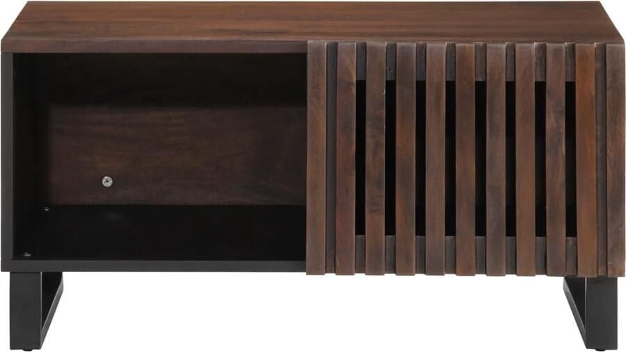 The Living Store Salontafel 80x51x40 cm massief mangohout bruin Salontafel Bijzettafel Houten Salontafel Mangohouten Salontafel Opbergruimte