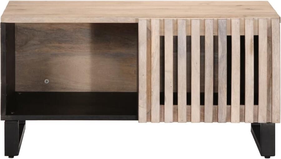 The Living Store Salontafel 80x51x40 cm massief mangohout wit Salontafel Houten Salontafel Mango Wood Furniture Witte Salontafel Tv Tafeltje