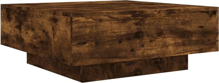 The Living Store Salontafel 80x80x31 cm bewerkt hout gerookt eikenkleurig Salontafel Bijzettafel Houten Salontafel Modern Tafellamp Industriële Salontafel