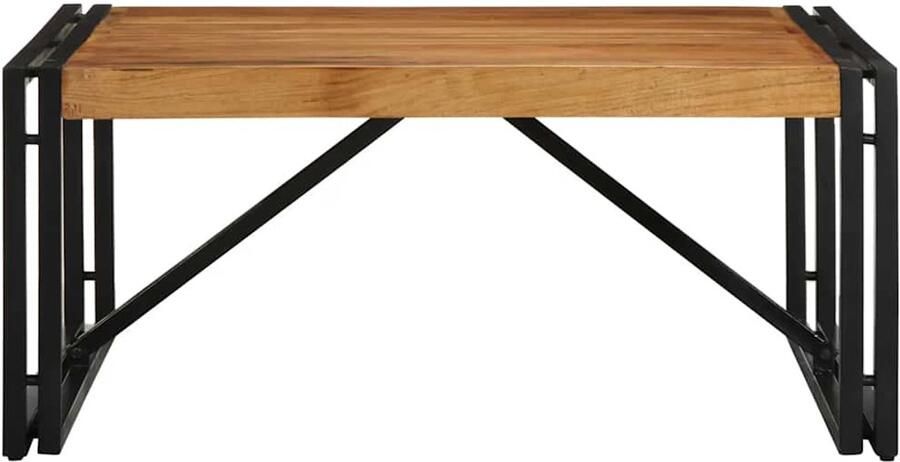 The Living Store Salontafel 80x80x35 cm massief acaciahout Salontafel Houten Salontafel Acaciablad Industrieel Meubilair Woonkamerdecoratie