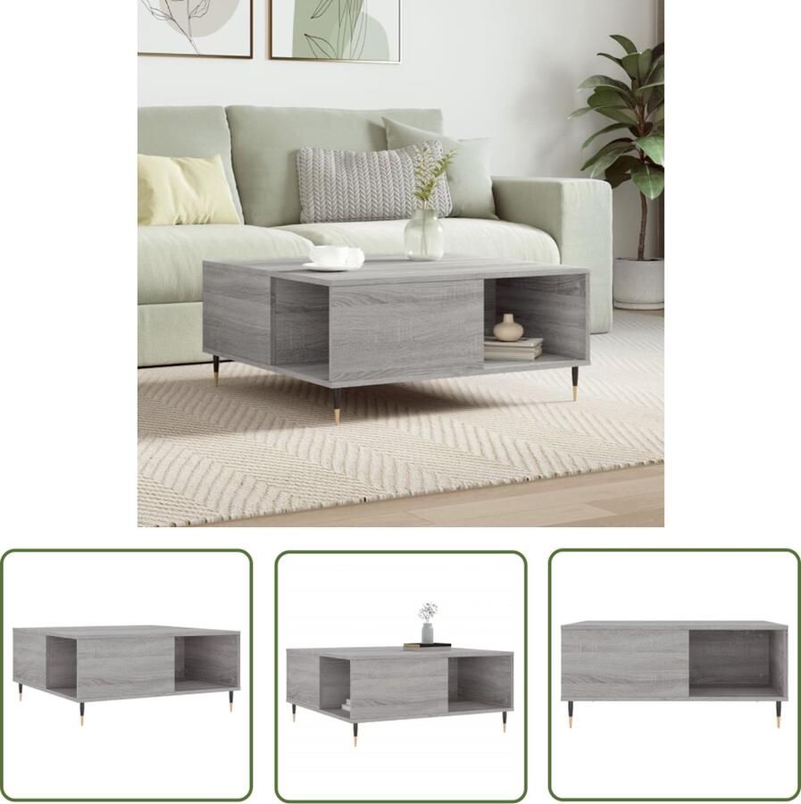 The Living Store Salontafel 80x80x36 5 cm bewerkt hout grijs sonoma eikenkleurig Salontafel Houten Salontafel Salontafeltje Grijze Salontafel Modern Salontafel