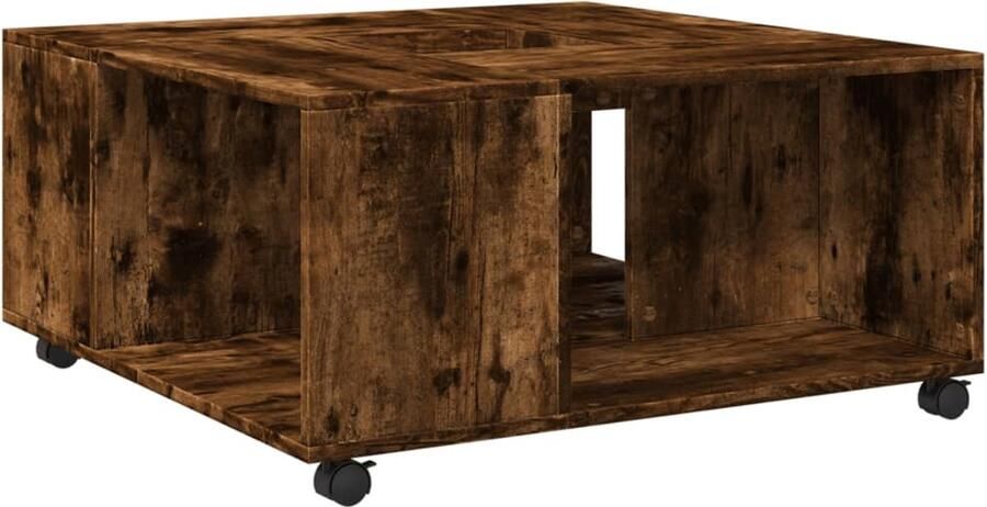The Living Store Salontafel 80x80x40 cm bewerkt hout gerookt eikenkleurig Salontafel Houten Salontafel Loungetafel Tv Tafels Stoffering