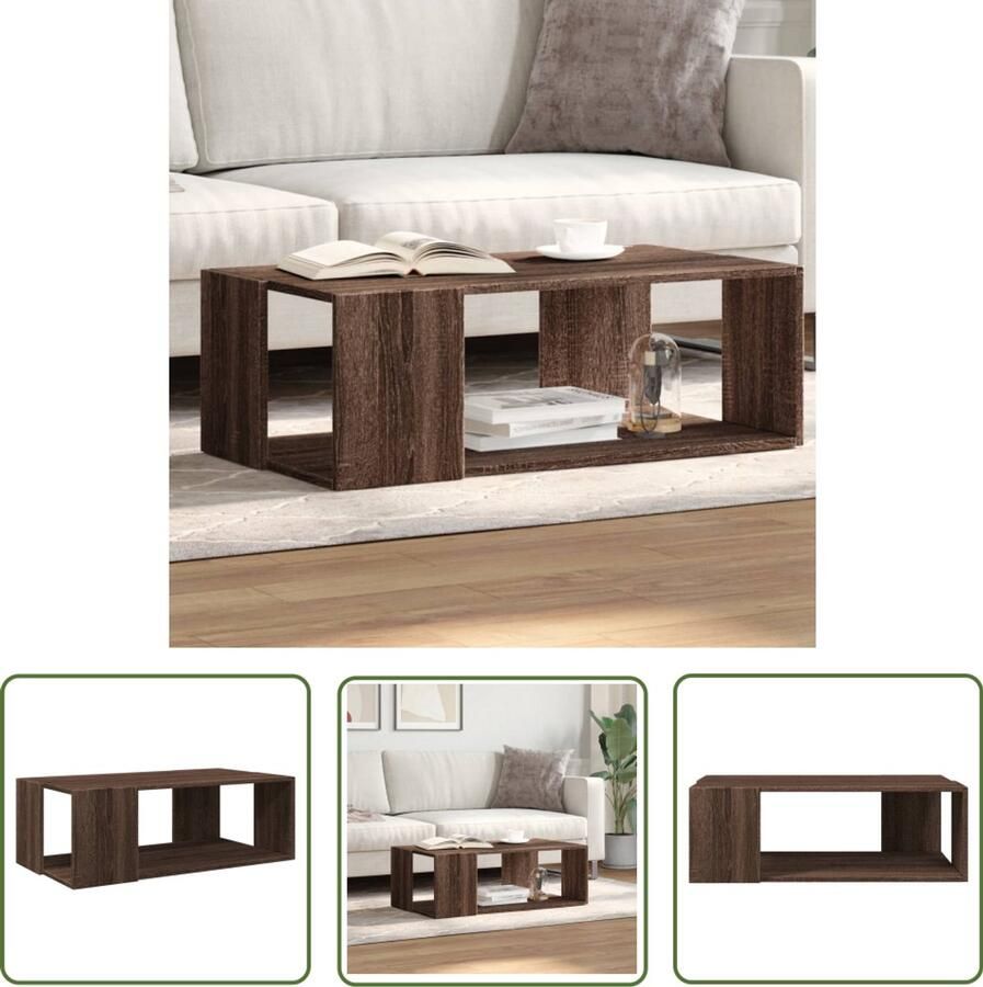 The Living Store Salontafel 89 5x48x30 cm bewerkt hout bruin eikenkleurig Salontafel Houten Salontafel Bruine Salontafel Eikenhouten Salontafel Bijzettafel