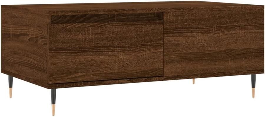The Living Store Salontafel 90x50x36 5 cm bewerkt hout bruin eikenkleur Salontafel Houten Salontafel Eikenhouten Salontafel Bijzettafel Tv Tafeltje
