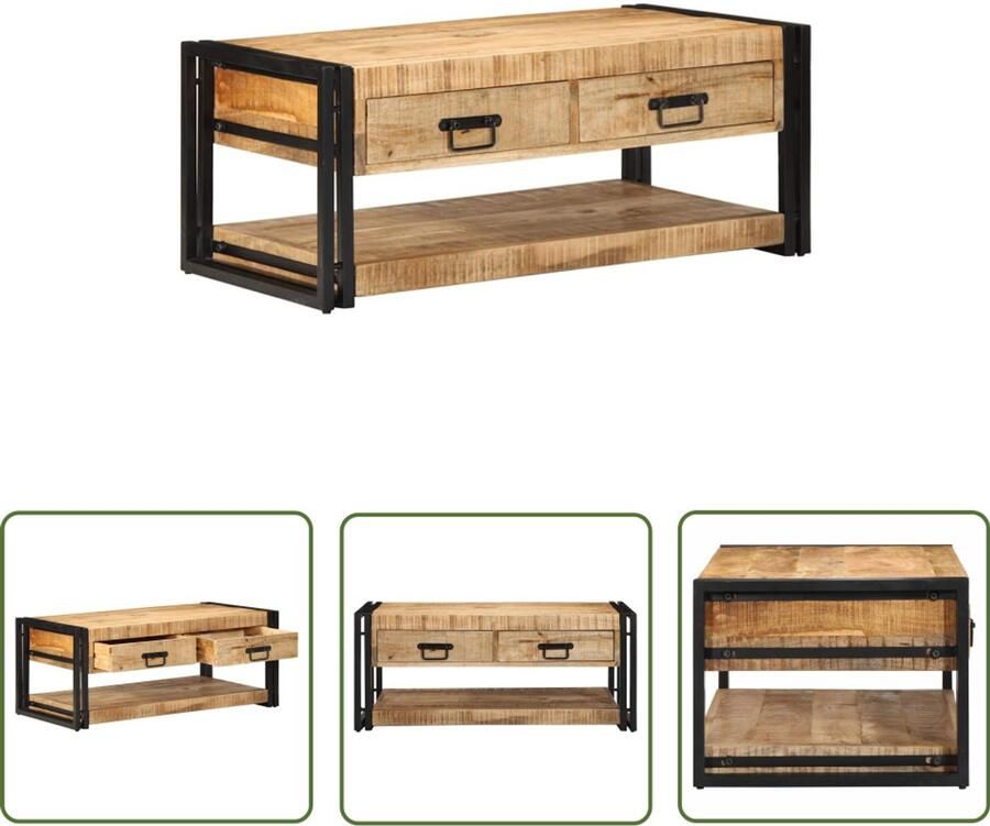 VidaXL Salontafel 90x50x38 cm massief ruw mangohout Salontafel Houten Salontafel Mangoholontafel Salontafels Livingroom Furniture