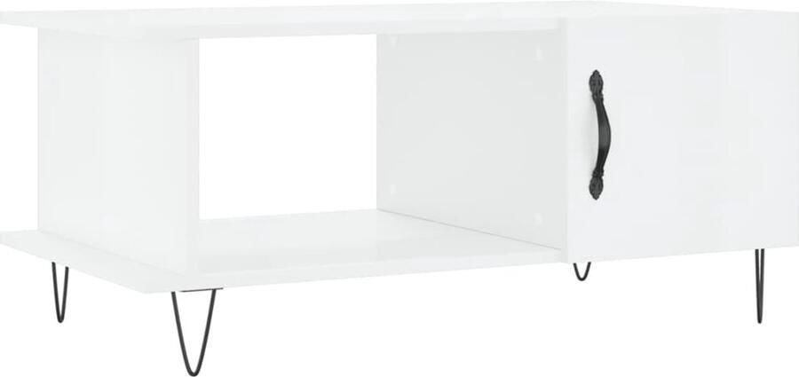 VidaXL Salontafel 90x50x40 cm bewerkt hout hoogglans wit Salontafel Salontafels Tafel Bijzettafel