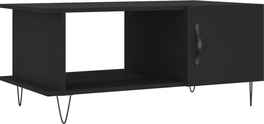 VidaXL Salontafel 90x50x40 cm bewerkt hout zwart Salontafel Houten Salontafel Zwarte Salontafel Industriële Salontafel Moderne Salontafel
