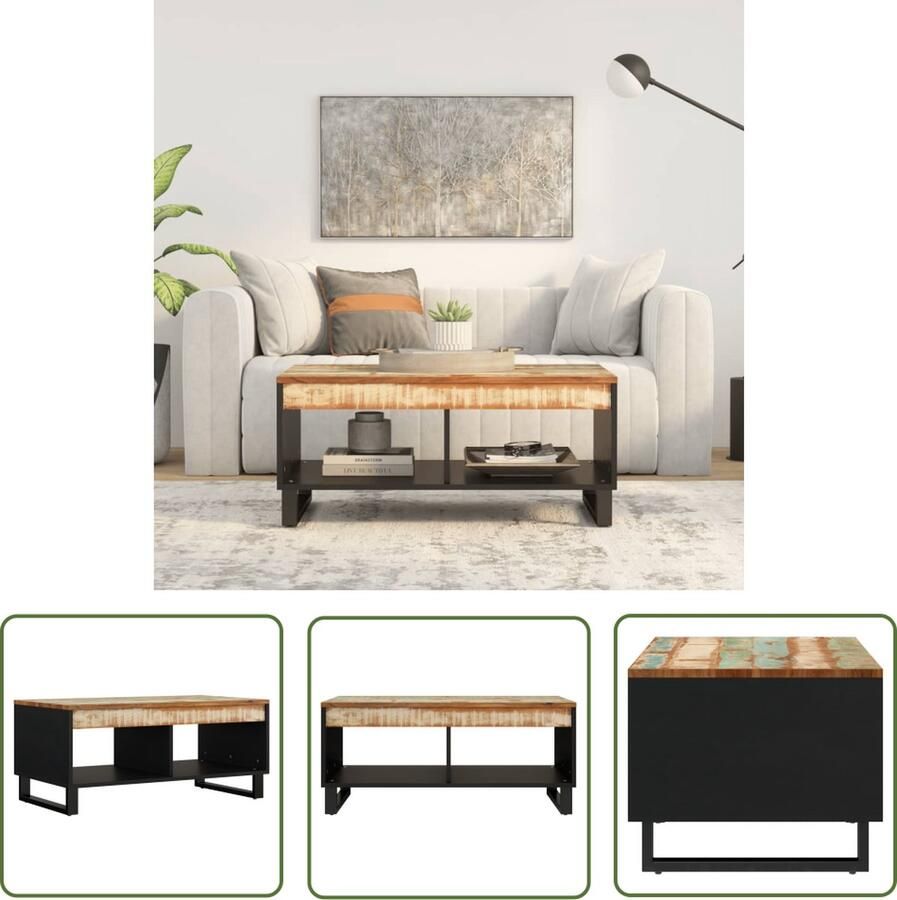 The Living Store Salontafel Massief Gerecycled Hout 90 x 50 x 40 cm Multikleurig Salontafel Houten Salontafel Multifunctionele Salontafel Recycled Wood Furniture Industrieel Meubilair