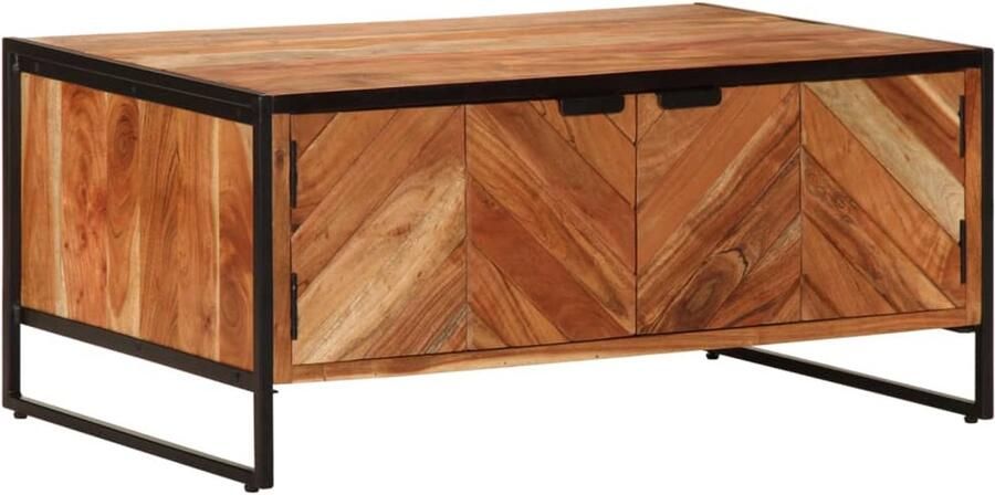 The Living Store Salontafel 90x55x40 cm massief acaciahout Salontafel Acacia Hout Massieve Tafel Opbergruimte Tv Tafels