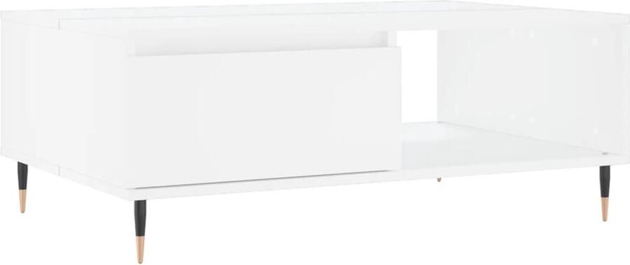 The Living Store Salontafel 90x60x35 cm bewerkt hout wit Salontafel Bijzettafel Houten Salontafel Witte Salontafel Kastje