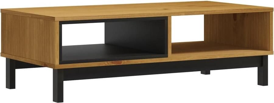 The Living Store FLAM Houten Salontafel 100 x 50 x 32.5 cm Grenenhout Eikenkleur Opbergruimte Salontafel Houten Salontafel Grenenhouten Salontafel Eikenkleurige Salontafel Salontafeltje