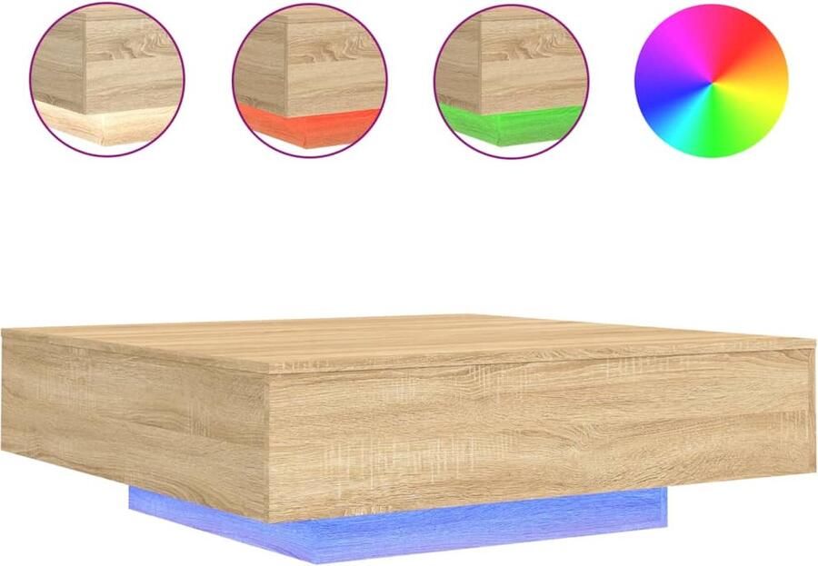 VidaXL Salontafel met LED-verlichting 100x100x31 cm sonoma eikenkleur Salontafel Houten Salontafel Led Salontafel Sonoma Eiken Living Room Furniture
