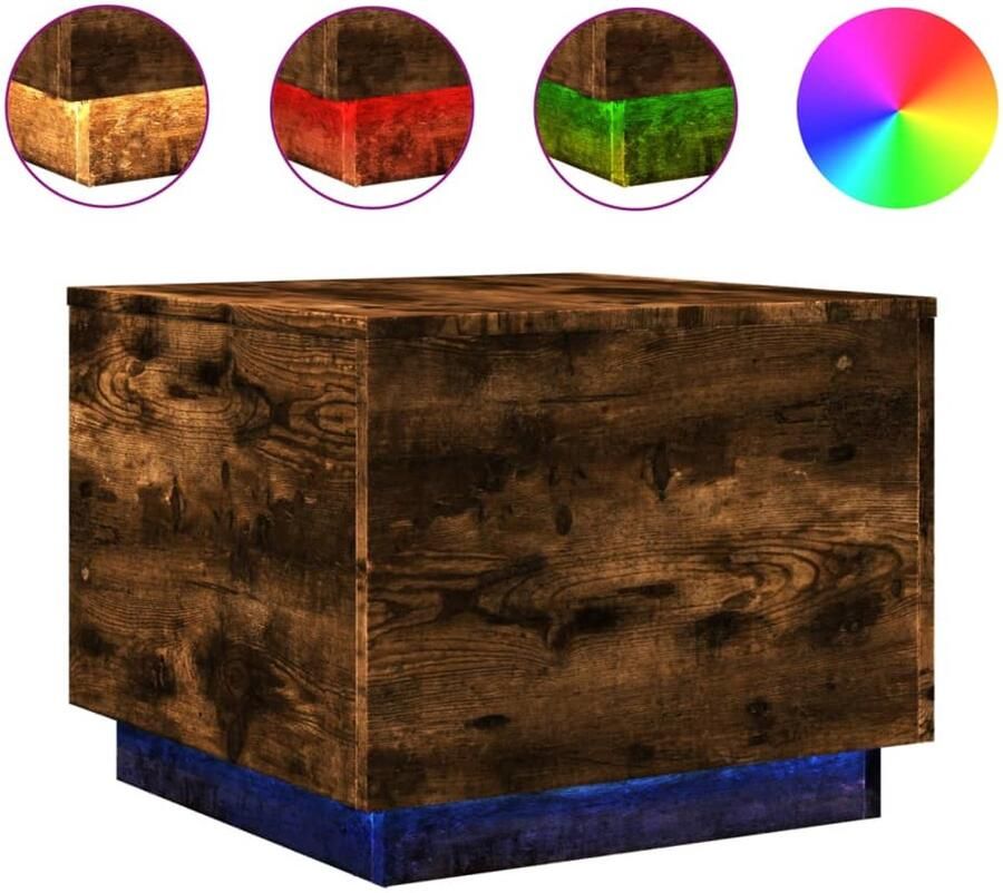 VidaXL Salontafel met metalen poten 50x50x40 cm gerookt eikenkleurig Salontafel Houten Salontafel Bruine Salontafel Vintage Salontafel Industriële Salontafel - Foto 2