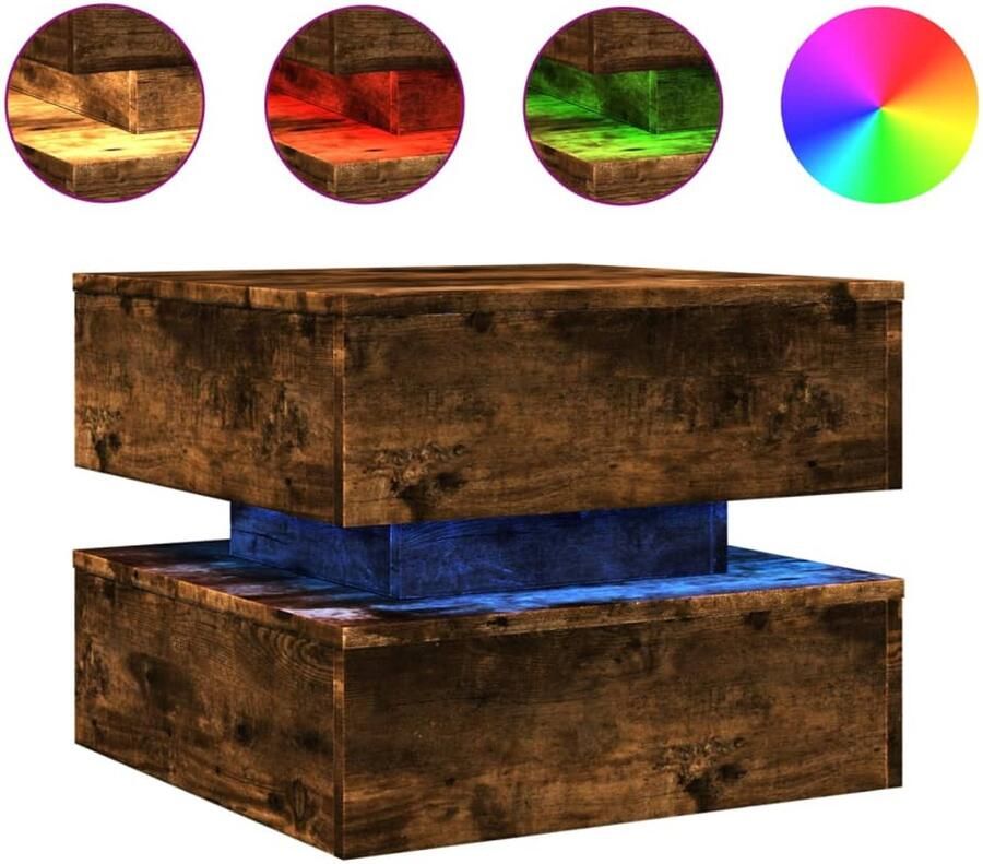 VidaXL Salontafel met metalen poten 50x50x40 cm gerookt eikenkleurig Salontafel Houten Salontafel Bruine Salontafel Vintage Salontafel Industriële Salontafel