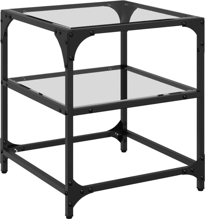 VidaXL Salontafel met transparant glazen blad 40x40x45 cm staal Salontafel Houten Salontafel Transparante Salontafel Kleine Salontafel Woonkamermeubel