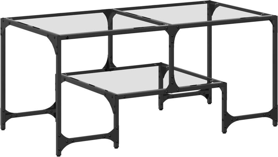 VidaXL Salontafel met transparant glazen blad 98 5x50x45 cm staal Salontafel Houten Salontafel Transparant Glas Living Room Furniture Modernt Interieur