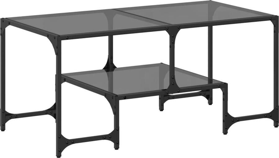VidaXL Salontafel met zwart glazen blad 98 5x50x45 cm staal
