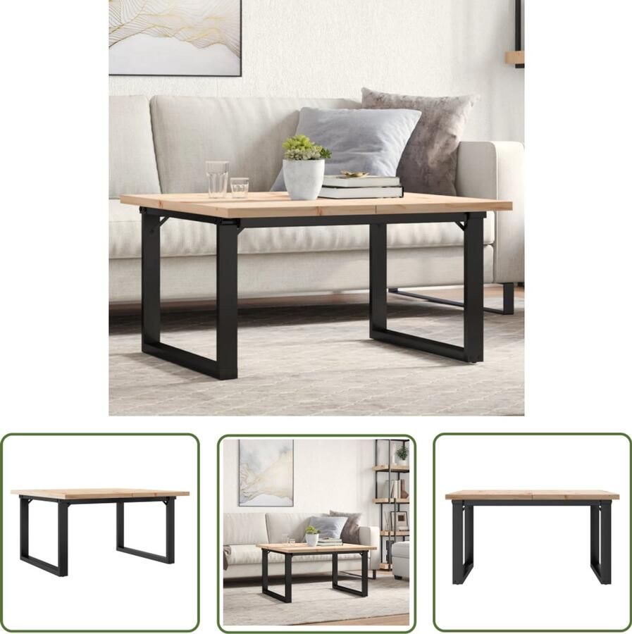 VidaXL Salontafel O-frame 90x90x45 5 cm grenenhout en staal Salontafel Houten Salontafel Grenenhouten Salontafel Industrieel Salontafel Vintage Salontafel