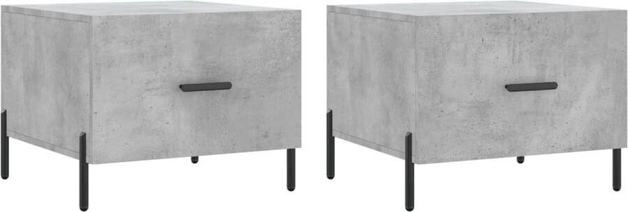 The Living Store Salontafels Betongrijs 50 x 50 x 40 cm Bewerkt hout en ijzer Salontafel Bijzettafel Houten Salontafel Beton Grijze Salontafel Salontafeltje - Foto 3