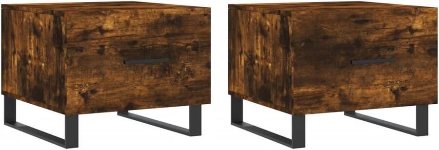 VidaXL Salontafels 2 st 50x50x40 cm bewerkt hout gerookt eikenkleurig Salontafel Houten Salontafel Bruine Salontafel Design Salontafel Livingkamer Meubilair