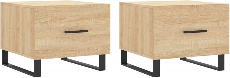 The Living Store Salontafels 2 st 50x50x40 cm bewerkt hout sonoma eikenkleurig Salontafels Houten Salontafel Bijzettafels Eikenhouten Salontafel Moderne Salontafel