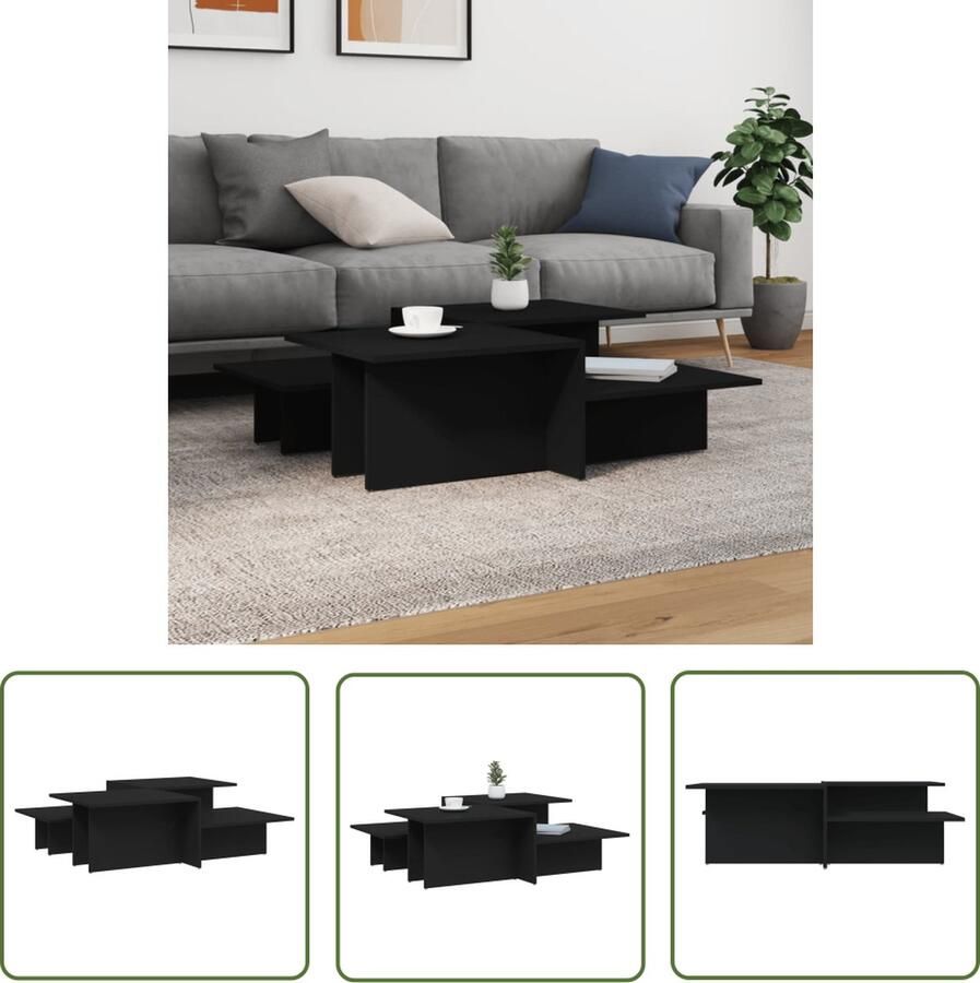 The Living Store Salontafels Bewerkt hout 111.5 x 50 x 33 cm Zwart Salontafel Houten Salontafel Zwarte Salontafel Design Salontafel Modern Salontafel