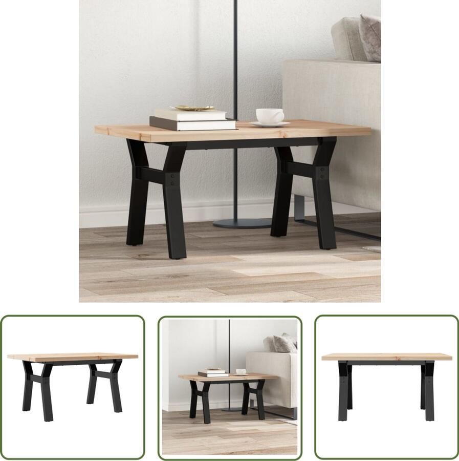 VidaXL Salontafel Y-frame 80x50x40 5 cm grenenhout en staal Salontafel Houten Salontafel Grenenhout Salontafel Industrieel Design Vintage Salontafel
