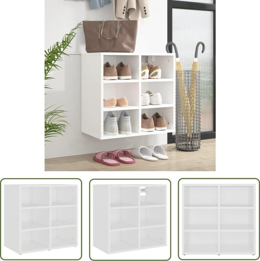 The Living Store Schoenenkast Trendy Meubel 52.5 x 30 x 50 cm Wit Schoenenkast Houten Schoenenkast Wit Schoenenkast Kleine Schoenenkast Opbergkast - Foto 2