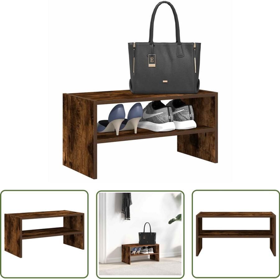 VidaXL Schoenenrek stapelbaar 60x30x30 5 cm gerookt eikenkleurig Schoenenrek Houten Schoenenrek Schoenenopbergers Entree Organisatie Opbergvakken