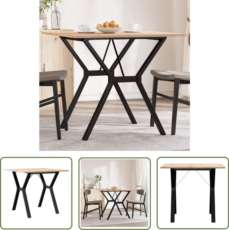 The Living Store Eettafel Y-frame 80x80x75 cm massief grenenhout en gietijzer Eetkamertafel Houten Tafel Grenenhouten Tafel Design Tafel Landelijke Tafel