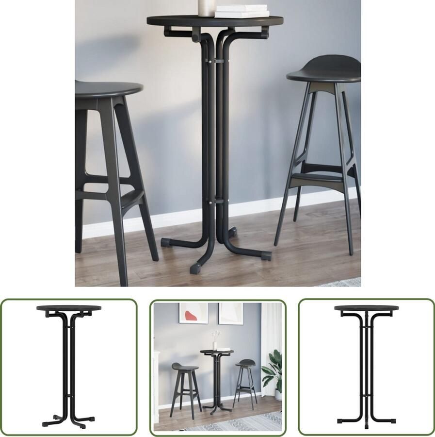 VidaXL Houten Tafel Eetkamertafel Eettafel Ø 60x110 cm bewerkt hout en staal zwart Zwarte Tafel Kleine Eettafel Compact Tafellaag