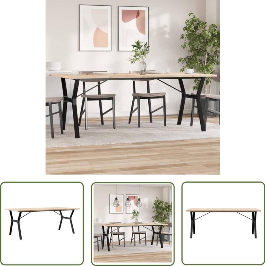 The Living Store Eettafel Y-frame 200x100x75 5 cm grenenhout en gietijzer Eetkamertafel Houten Tafel Eikenhouten Tafel Salontafel Tuintafel