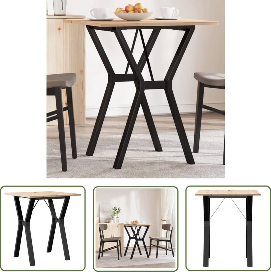 The Living Store Eettafel Y-frame 60x60x75 cm massief grenenhout en gietijzer Eetkamertafel Houten Tafel Eettafel Set Salontafel Tuintafel