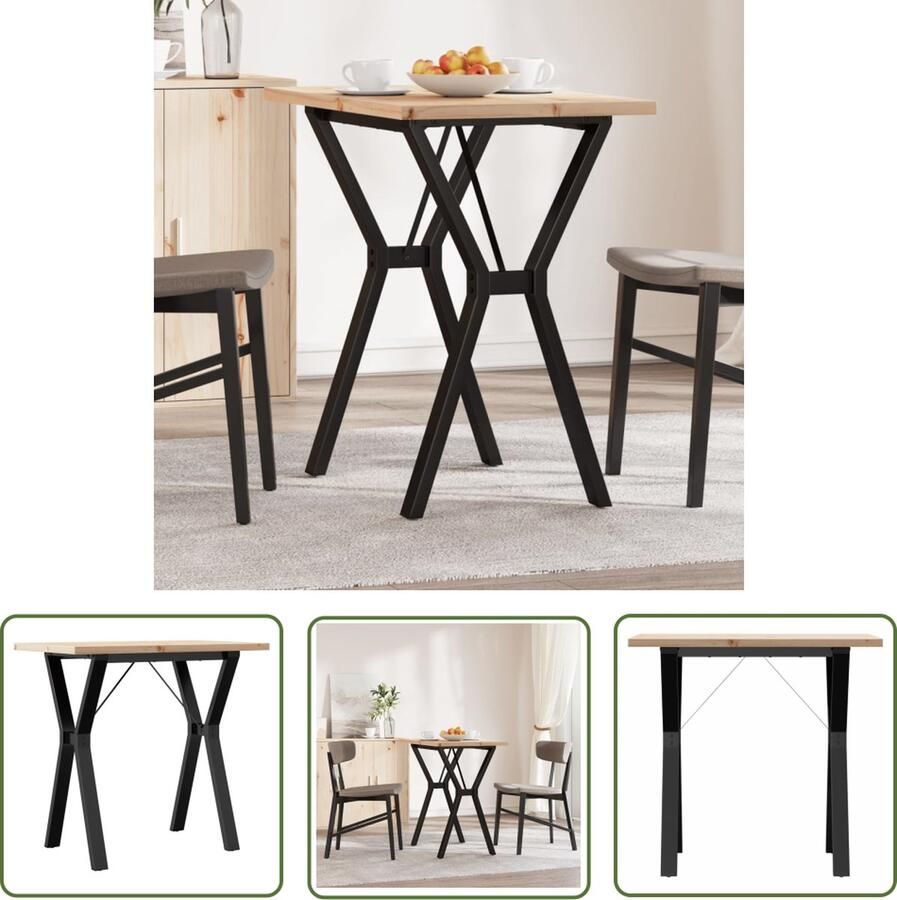 The Living Store Eettafel Y-frame 80x50x75 5 cm massief grenenhout en gietijzer Eetkamertafel Houten Tafel Eettafel Set Salontafel Tuintafel - Foto 2