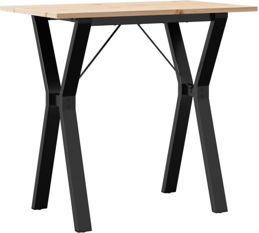 The Living Store Eettafel Y-frame 80x50x75 cm massief grenenhout en gietijzer Eetkamertafel Houten Tafel Grenenhouten Tafel Ronde Tafel Stapelbaar
