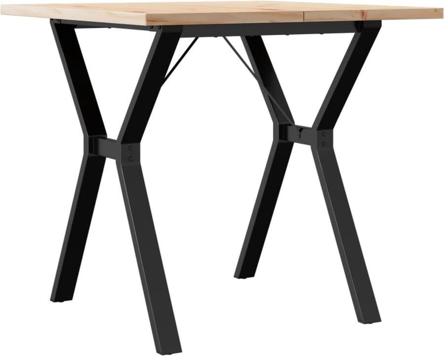 The Living Store Eettafel Y-frame 80x80x75 5 cm massief grenenhout en gietijzer Eettafel Houten Eettafel Grenenhouten Eettafel Keuken Tafel Eetkamertafel