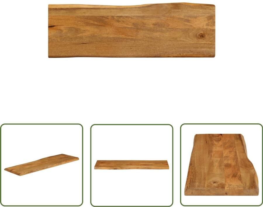 The Living Store Mango Houten Tafelblad 110x40x3.8 cm Rustieke Natuurlijke Rand Massief Mango Hout Mango Houtsoort Houten Tafelblad Vintage Tafelblad Landelijk Tafelblad Eetkamertafel Blad