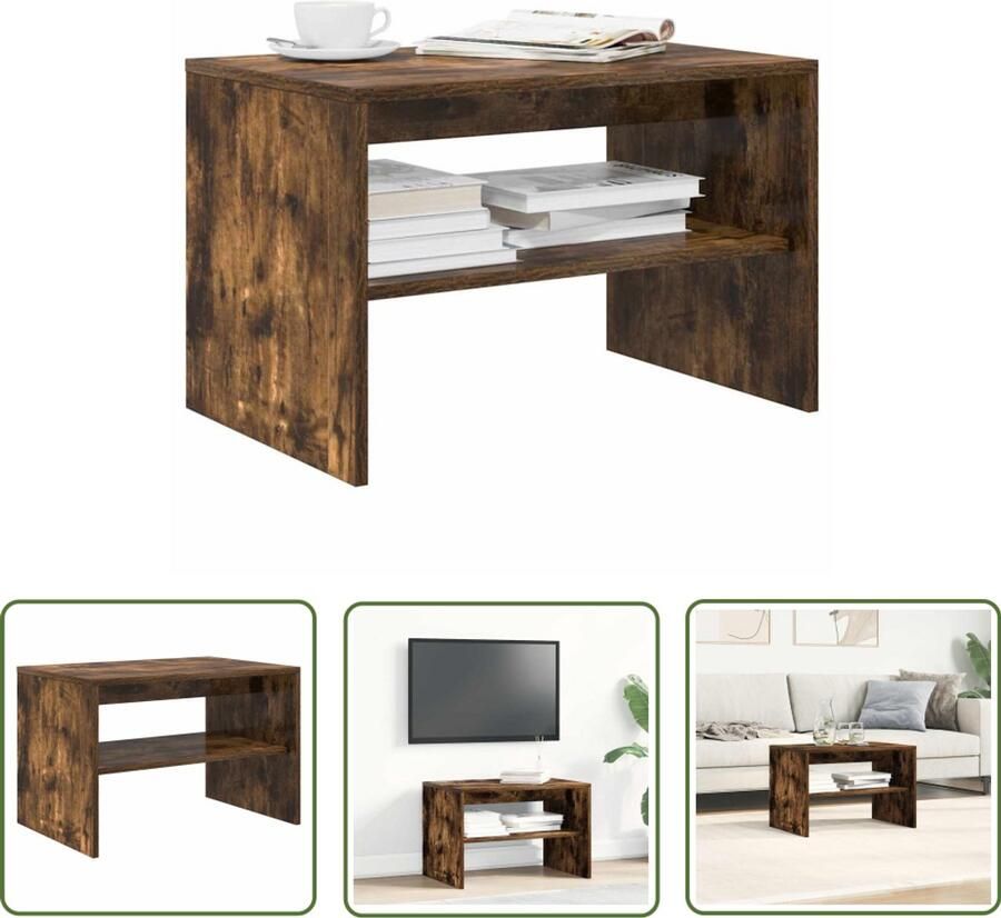The Living Store Tv-meubel 60x40x40 cm bewerkt hout gerookt eikenkleurig Tv-meubel Houten Tv-kast Salontafel Kast Met Lade Opbergruimte