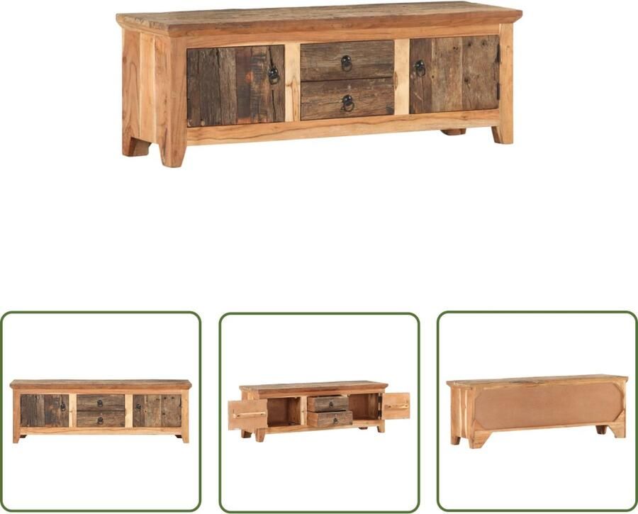 The Living Store Tv-meubel Hout 120x30x40 cm Massief acaciahout en gerecycled hout Tv-meubel Houten Tv-meubel Rustic Tv-stand Vintage Tv-meubel Salontafel
