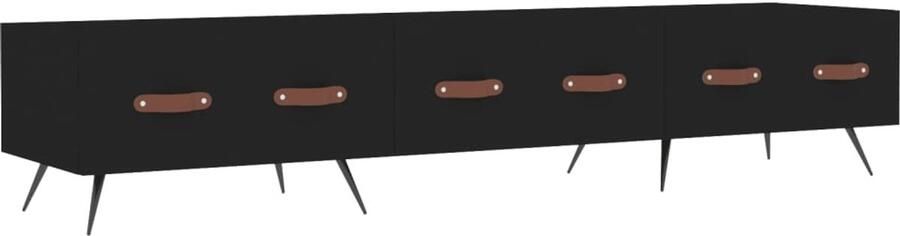 The Living Store TV-meubel Bewerkt Hout en IJzer 150 x 36 x 30 cm Zwart TV-meubel Houten TV-meubel Zwart TV-meubel Kast Opbergkast