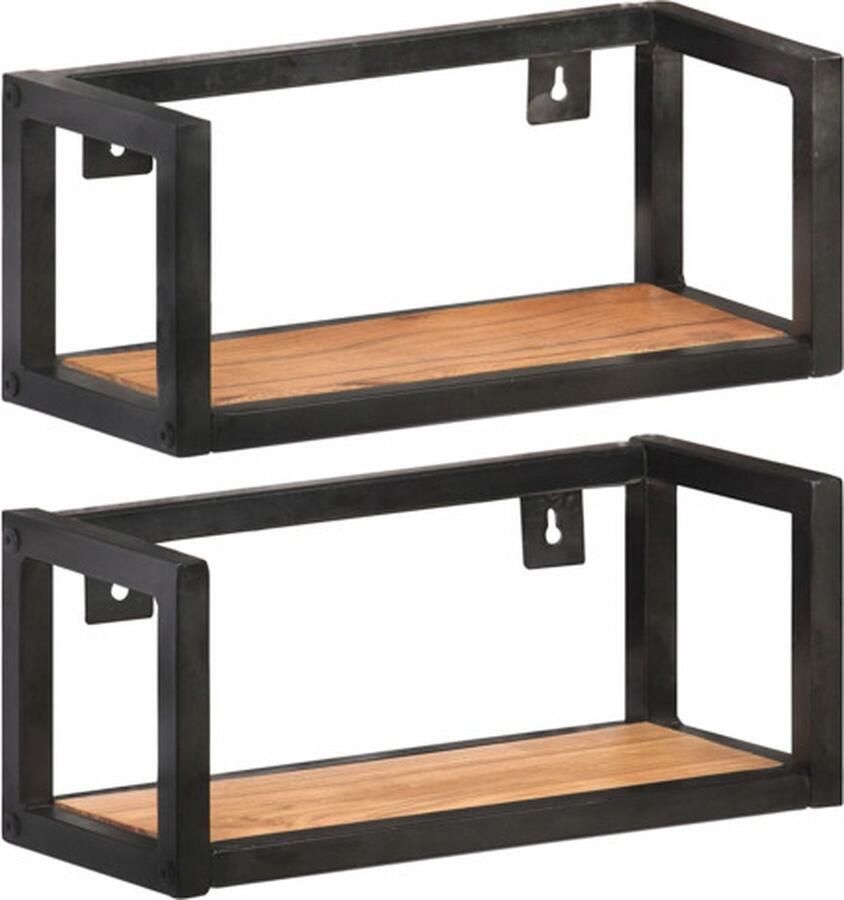 VidaXL Houten Wandplank Wanddecoratie Wandschappen 2 st 40 cm massief acaciahout Vintage Wandplanken Industriële Wandplank Salontafel