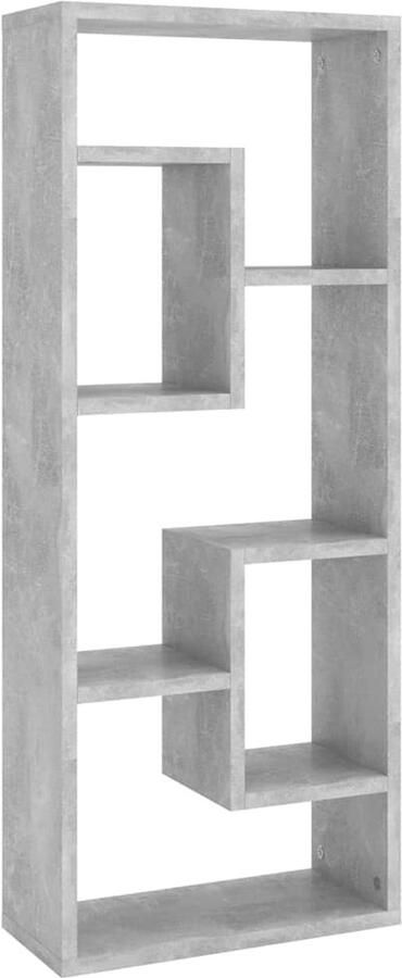 The Living Store Wandschap 36x16x90 cm bewerkt hout betongrijs Wanddecoratie Kasten Bergruimte Woonkamer Meubilair Living Accessoires